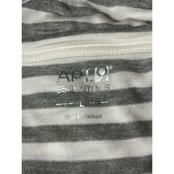 Apt. 9 Women's Gray White Striped Basic V Neck T-Shirt SIZE Large - Picture 5 of 6